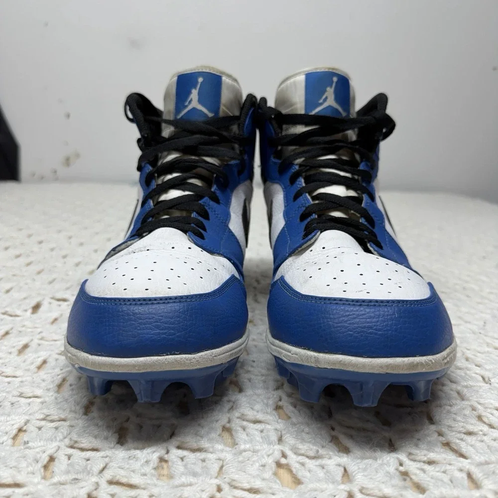Nike Air Jordan 1 Mid TD Football Cleats Men's Size 12 Royal Blue Black FJ6805